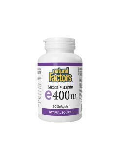 Facteurs naturels Vitamine E mixte Source naturelle 400 UI (90 capsules molles)