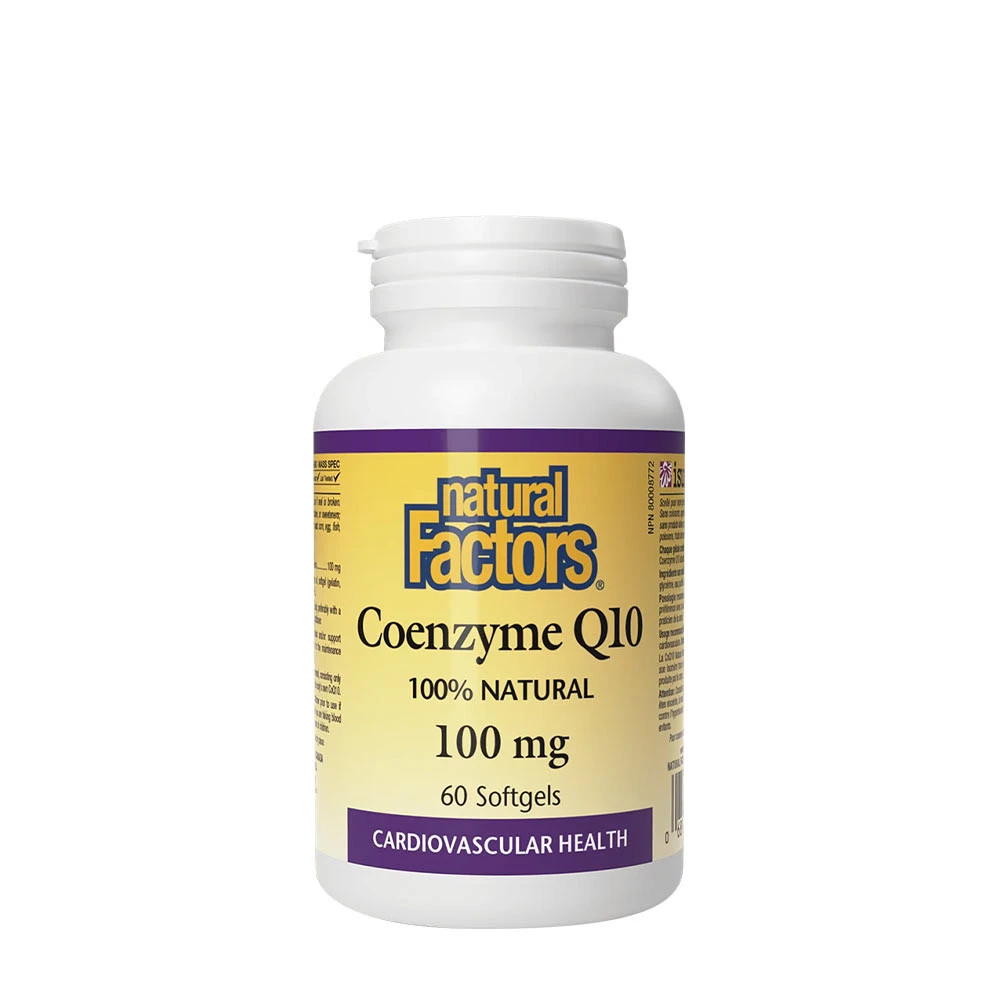 Facteurs naturels Coenzyme Q10 100 % naturelle 100 mg (60 capsules molles)
