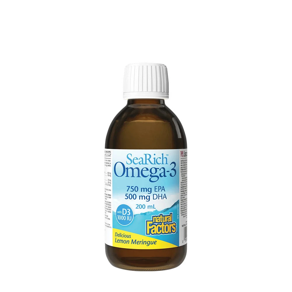 Facteurs naturels Oméga-3 avec D3 750 mg EPA/500 mg DHA (200 ml, Citron)