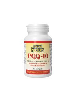 Facteurs naturels PQQ-10 - PQQ 20 mg - Coenzyme Q10 200 mg (60 capsules molles)