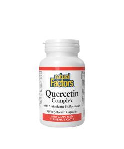 Complexe de Quercétine de Facteurs Naturels avec Pépins de Raisin, Curcuma et COQ10 (90 capsules végétales)