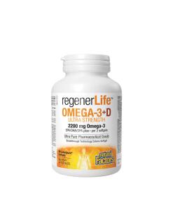 Facteurs naturels RegenerLife Oméga-3+D Ultra Force 2200 mg / 1000 UI (90 capsules molles)