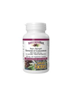 Concentré de Resvératrol Super Puissant ResveratrolRich de Natural Factors 500 mg (60 capsules végétales)