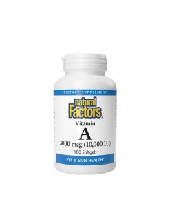 Facteurs naturels Vitamine A 10 000 UI (180 capsules molles)