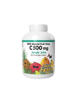 Natural Factors Vitamine C 500 mg à croquer aux fruits naturels à 100% (90 comprimés, saveur Jungle Juice)