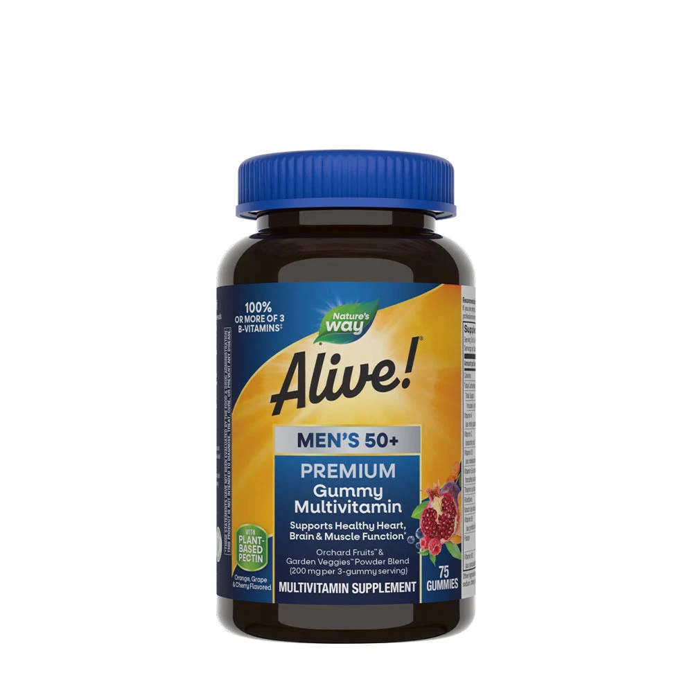 Nature's Way - Alive!® Premium Multivitamines Gommes pour Hommes de 50 ans et plus (75 gommes, cerise, orange et raisin)