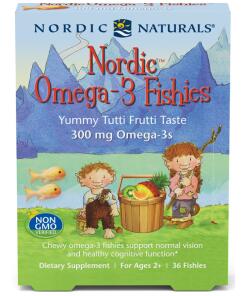Nordic Oméga-3 Poissons, 300mg Délicieuse Saveur Tutti Frutti - 36 poissons