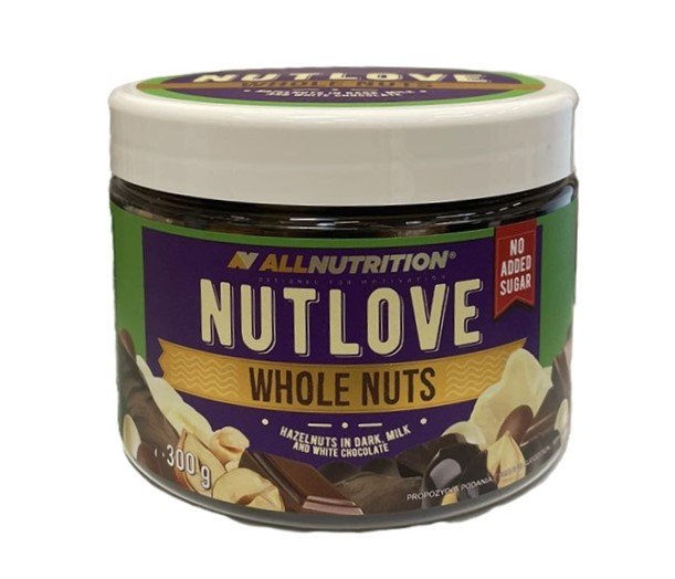 Allnutrition - Nutlove Hele Noten, Hazelnoten in Pure/Melk- en Witte Chocolade - 300g