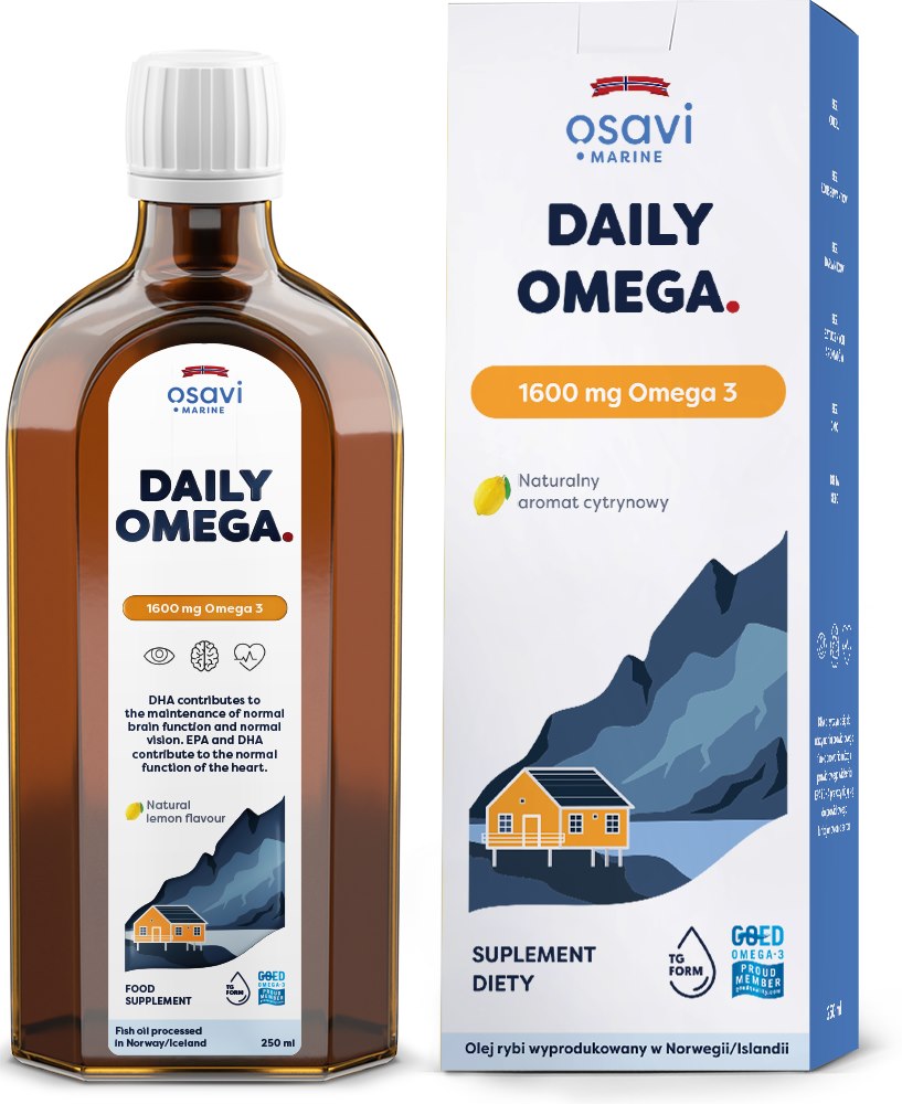 Huile d'Oméga quotidienne OSAVI 1600 mg, arôme naturel de citron (250 ml / 8.5 fl. oz.)
