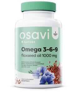 Huile de lin Omega 3-6-9, 1000mg - 60 capsules molles