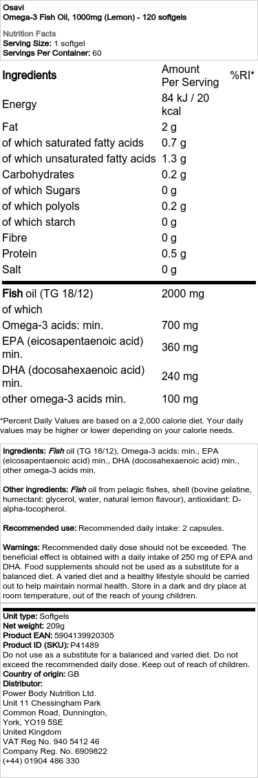 Huile de poisson oméga-3, 1000mg (citron) - 60 softgels – Image 3