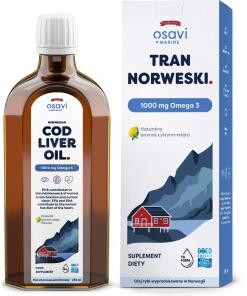 Huile de foie de morue norvégienne OSAVI, 1000 mg d'Oméga 3 - saveur citron-menthe (250 ml / 8.5 fl. oz.)