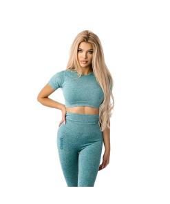 OstroVit - Naadloze Korte Crop Top met Korte Mouwen (S, Groen)