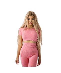 OstroVit - Naadloze Crop Top met Korte Mouwen (XS, Roze)