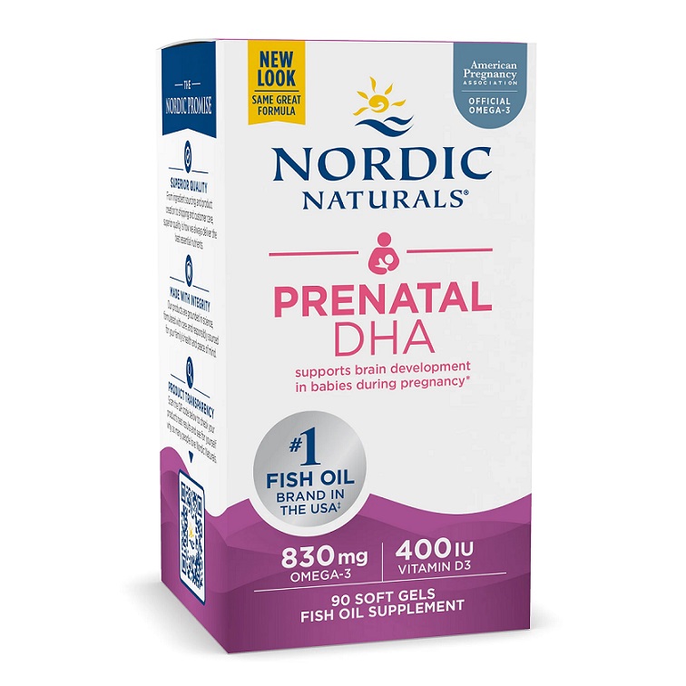 Nordic Naturals - Prenatale DHA, 830 mg Omega-3 + 400 IE D3 zonder smaakstof - 90 zachte capsules