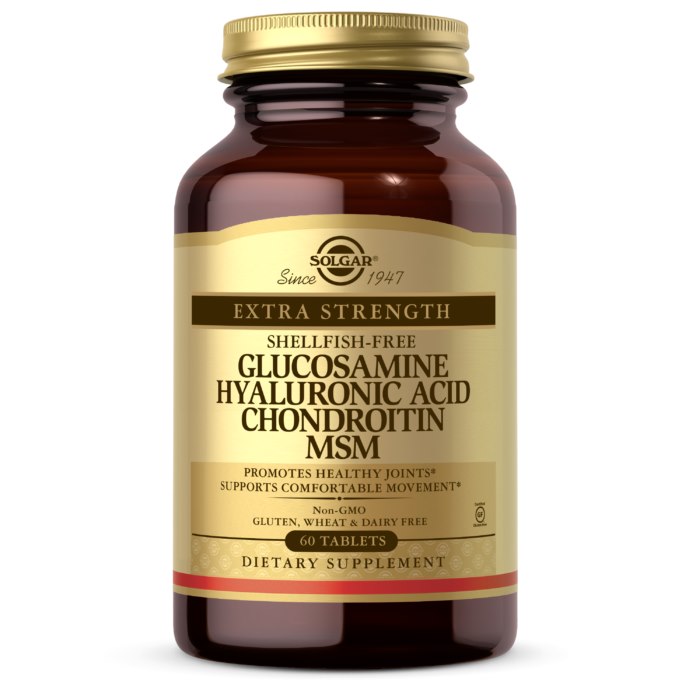 SOLGAR Glucosamine, Acide Hyaluronique, Chondroïtine et MSM (60 comprimés)