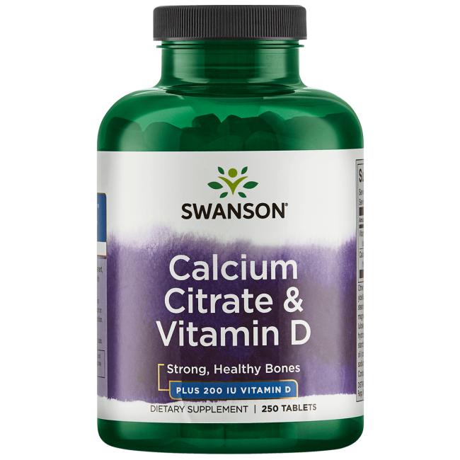 SWANSON Citrate de calcium + Vitamine D-3 250 comprimés
