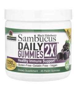 Nature's Answer - Dagelijkse Sambucus Gummies 2X Sterkte, Zwarte Vlierbes - 45 Veganistische Gummies