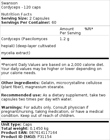 Cordyceps - 120 caps – Image 2