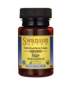 Folate (acide 5-méthyltétrahydrofolique), 400mcg - 30 vcaps