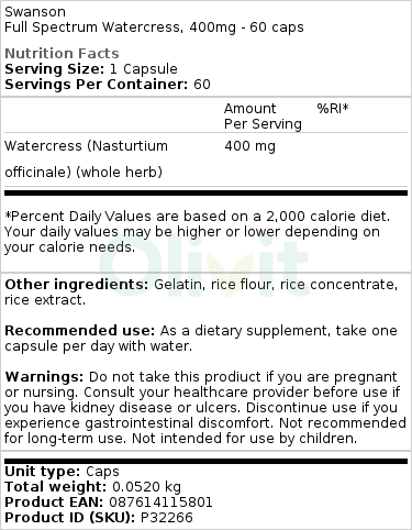 Cresson à spectre complet, 400mg - 60 gélules