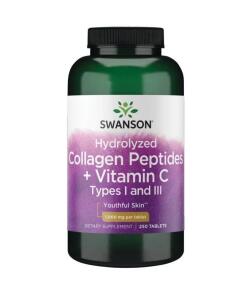 SWANSON Collagène hydrolysé de type I et III + Vitamine C 250 comprimés