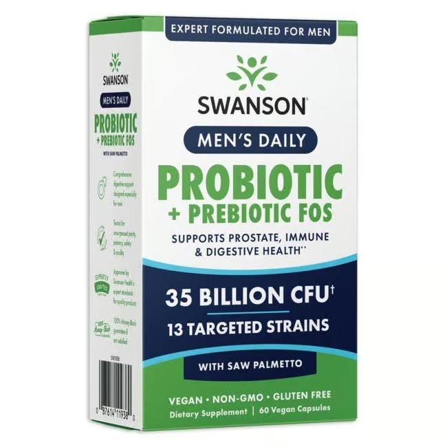 SWANSON Probiotique et Prébiotique Quotidien pour Hommes 60 gélules