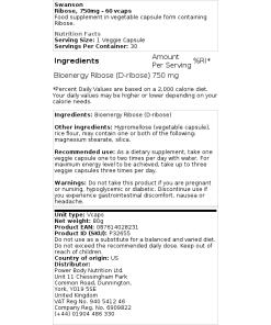 Swanson - Ribose, 750 mg - 60 vegetarische capsules