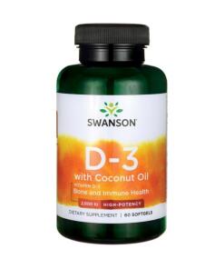 Vitamine D-3 avec huile de noix de coco, 2000 UI - 60 softgels