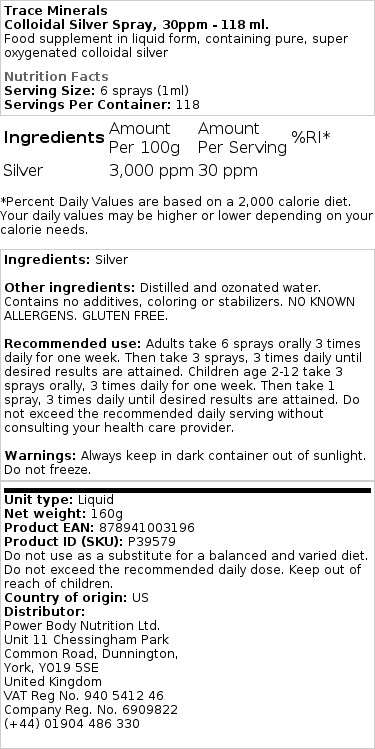 Spray d'argent colloïdal, 30ppm - 118 ml. – Image 2