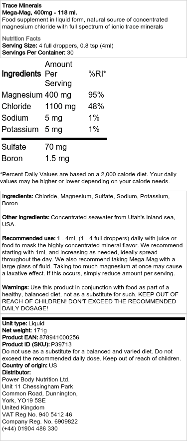 Mega-Mag, 400 mg - 118 ml Trace Mineralen - Afbeelding 2