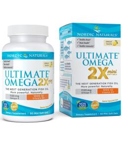Ultimate Omega 2X Mini avec vitamine D3, 1120mg Citron - 60 mini gélules molles
