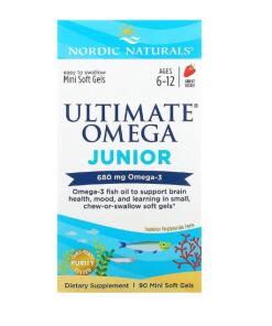 Nordic Naturals - Ultieme Omega Junior, 680 mg Aardbei - 90 Mini-Softgels