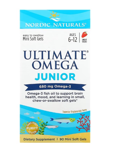 Nordic Naturals - Ultieme Omega Junior, 680 mg Aardbei - 90 Mini-Softgels