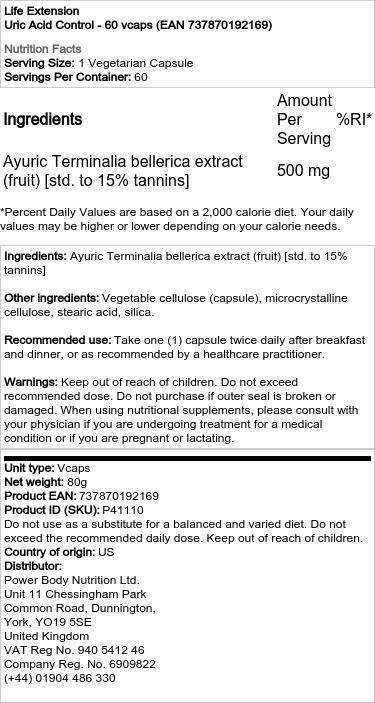 Life Extension - Urinezuur Controle - 60 capsules - Afbeelding 2