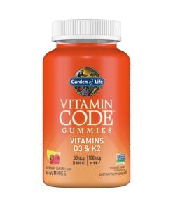 Garden of Life - Vitamine Code Gummies Vitamine D3 & K2, Framboos-Citroen - 45 gummies