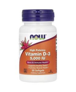 NOW Foods - Vitamine D3, 5000 IU - 30 Zachte Capsules