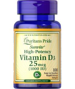 Puritan's Pride - Vitamine D3, 1000 IE - 100 Zachte Capsules