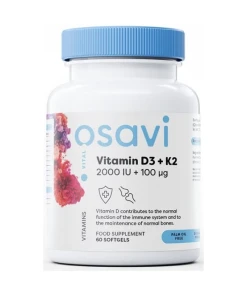 Osavi - Vitamine D3 + K2, 2000 IE - 60 Zachte Capsules