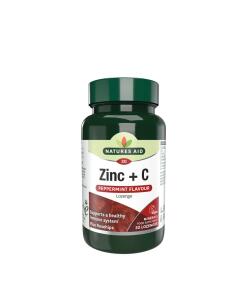 Pastille de Zinc et Vitamine C Natures Aid - Saveur Menthe Poivrée (30 pastilles)