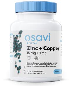 Zinc + Cuivre, 15mg + 1mg - 120 capsules végétaliennes