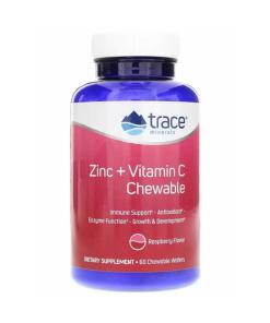Trace Minerals - Zink + Vitamine C Kauwtabletten, Frambozensmaak - 60 Stuks